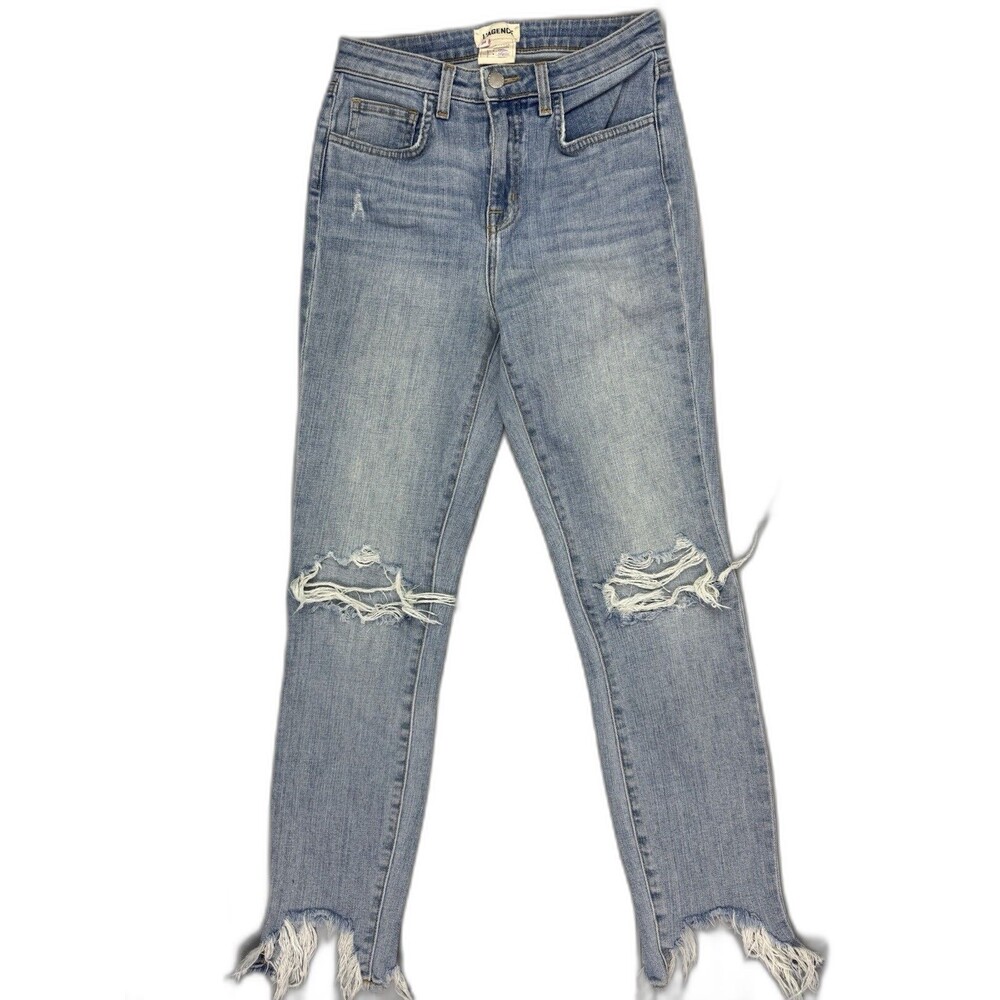 Lagence Size 24 Womens Jeans Skinny Distress Raw Hems Light Wash Stretch